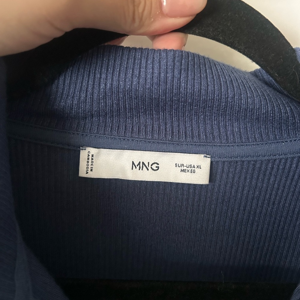 Mango Navy Ribbed Zip-Up Top - Picture 3 of 3